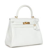 Hermès Kelly Retourne 28 Blanc Clemence Bijouterie Dorée
