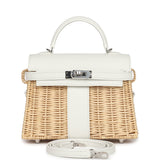 Hermès Mini Picnic Kelly 20 Blanc Swift Bijouterie Palladium