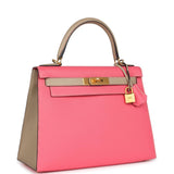 Hermes Commande Spéciale (HSS) Kelly Sellier 28 Rose Azalée et Trench Epsom Accastillage Or Brossé