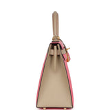 Hermes Commande Spéciale (HSS) Kelly Sellier 28 Rose Azalée et Trench Epsom Accastillage Or Brossé