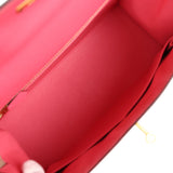 Hermes Commande Spéciale (HSS) Kelly Sellier 28 Rose Azalée et Trench Epsom Accastillage Or Brossé