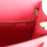 Hermes Commande Spéciale (HSS) Kelly Sellier 28 Rose Azalée et Trench Epsom Accastillage Or Brossé