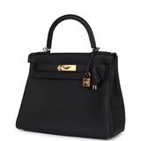 Hermes Kelly Retourne 28 Black Togo Gold Hardware