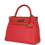Hermès Kelly Retourne 28 Rouge Pivoine Togo Quincaillerie Dorée
