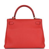 Hermès Kelly Retourne 28 Rouge Pivoine Togo Quincaillerie Dorée