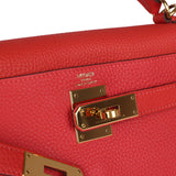 Hermès Kelly Retourne 28 Rouge Pivoine Togo Quincaillerie Dorée