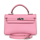 Hermès Micro Kelly 15 Bubblegum Epsom Palladium