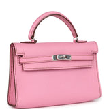 Hermès Micro Kelly 15 Bubblegum Epsom Palladium