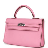Hermès Micro Kelly 15 Bubblegum Epsom Palladium