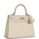 Hermès Kelly Sellier 25 Craie Epsom Accastillage Doré