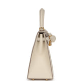 Hermès Kelly Sellier 25 Craie Epsom Accastillage Doré