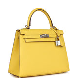 Hermès Kelly Sellier 25 Jaune De Naples Epsom Palladium Hardware