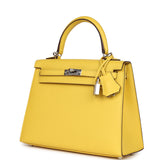 Hermès Kelly Sellier 25 Jaune De Naples Epsom Palladium Hardware