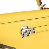 Hermès Kelly Sellier 25 Jaune De Naples Epsom Palladium Hardware