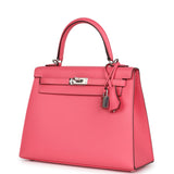 Hermes Kelly Sellier 25 Rose Azalee Epsom Palladium Hardware
