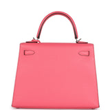 Hermes Kelly Sellier 25 Rose Azalee Epsom Palladium Hardware