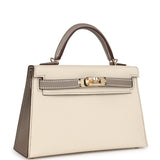 Hermes Commande Spéciale (HSS) Kelly Sellier 20 Craie et Gris Asphalte Epsom Accastillage Permabrass