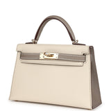 Hermes Commande Spéciale (HSS) Kelly Sellier 20 Craie et Gris Asphalte Epsom Accastillage Permabrass