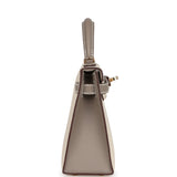 Hermes Commande Spéciale (HSS) Kelly Sellier 20 Craie et Gris Asphalte Epsom Accastillage Permabrass