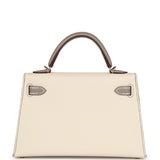 Hermes Commande Spéciale (HSS) Kelly Sellier 20 Craie et Gris Asphalte Epsom Accastillage Permabrass