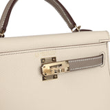 Hermes Commande Spéciale (HSS) Kelly Sellier 20 Craie et Gris Asphalte Epsom Accastillage Permabrass