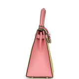 Hermès Commande Spéciale (HSS) Kelly Sellier 28 Rose Confetti et Jaune Poussin Epsom Bijouterie Palladium