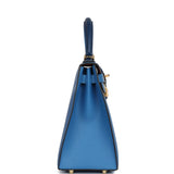 Hermès Kelly Sellier 28 Casaque Bleu profond et Mykonos Quincaillerie dorée Epsom