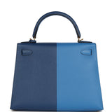 Hermès Kelly Sellier 28 Casaque Bleu profond et Mykonos Quincaillerie dorée Epsom