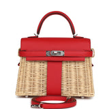 Hermes Mini Picnic Kelly 20 Rouge De Coeur Swift Palladium Hardware
