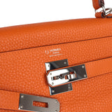 Hermès Commande Spéciale (HSS) Kelly Retourne 28 Orange Togo Bijouterie Palladium