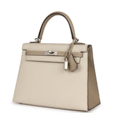 Hermès Commande Spéciale (HSS) Kelly Sellier 25 Craie et Trench Epsom Métal Palladié Brossé