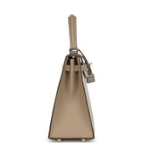Hermès Commande Spéciale (HSS) Kelly Sellier 25 Craie et Trench Epsom Métal Palladié Brossé