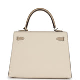Hermès Commande Spéciale (HSS) Kelly Sellier 25 Craie et Trench Epsom Métal Palladié Brossé