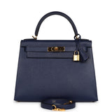 Hermès Kelly Sellier 28 Bleu Saphir Epsom Accastillage Or