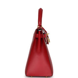 Hermes Kelly Sellier 28 Rouge Vif Box Gold Hardware