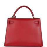 Hermes Kelly Sellier 28 Rouge Vif Box Gold Hardware