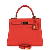 Hermès Kelly Retourné 28 Capucine Togo Bijouterie Dorée