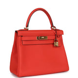 Hermès Kelly Retourné 28 Capucine Togo Bijouterie Dorée