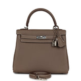 Hermes Kelly Retourne 25 Etoupe Togo Palladium Hardware