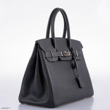 Hermes Birkin 30 Graphite Buffalo avec Accastillage Palladium - 2005, Cachet I
