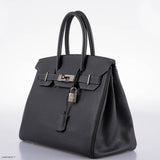 Hermes Birkin 30 Graphite Buffalo avec Accastillage Palladium - 2005, Cachet I