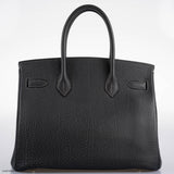 Hermes Birkin 30 Graphite Buffalo avec Accastillage Palladium - 2005, Cachet I
