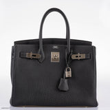 Hermes Birkin 30 Graphite Buffalo avec Accastillage Palladium - 2005, Cachet I