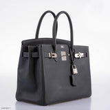 Hermes Birkin 30 Graphite Buffalo avec Accastillage Palladium - 2005, Cachet I