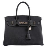 Hermes Birkin 30 Graphite Buffalo avec Accastillage Palladium - 2005, Cachet I
