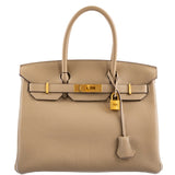 Hermes Birkin 30 HSS Trench & Craie Piping Togo Brushed Gold Hardware - 2016, X