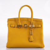 Hermès Birkin 30 Jaune Ambre Togo Accastillage Doré - 2018, C