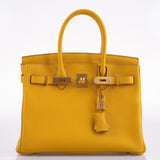 Hermès Birkin 30 Jaune Ambre Togo Accastillage Doré - 2018, C