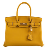 Hermès Birkin 30 Jaune Ambre Togo Accastillage Doré - 2018, C