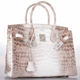 Hermès Birkin 30 Crocodile Niloticus Mat Himalaya avec Diamants et Accastillage en Or Blanc